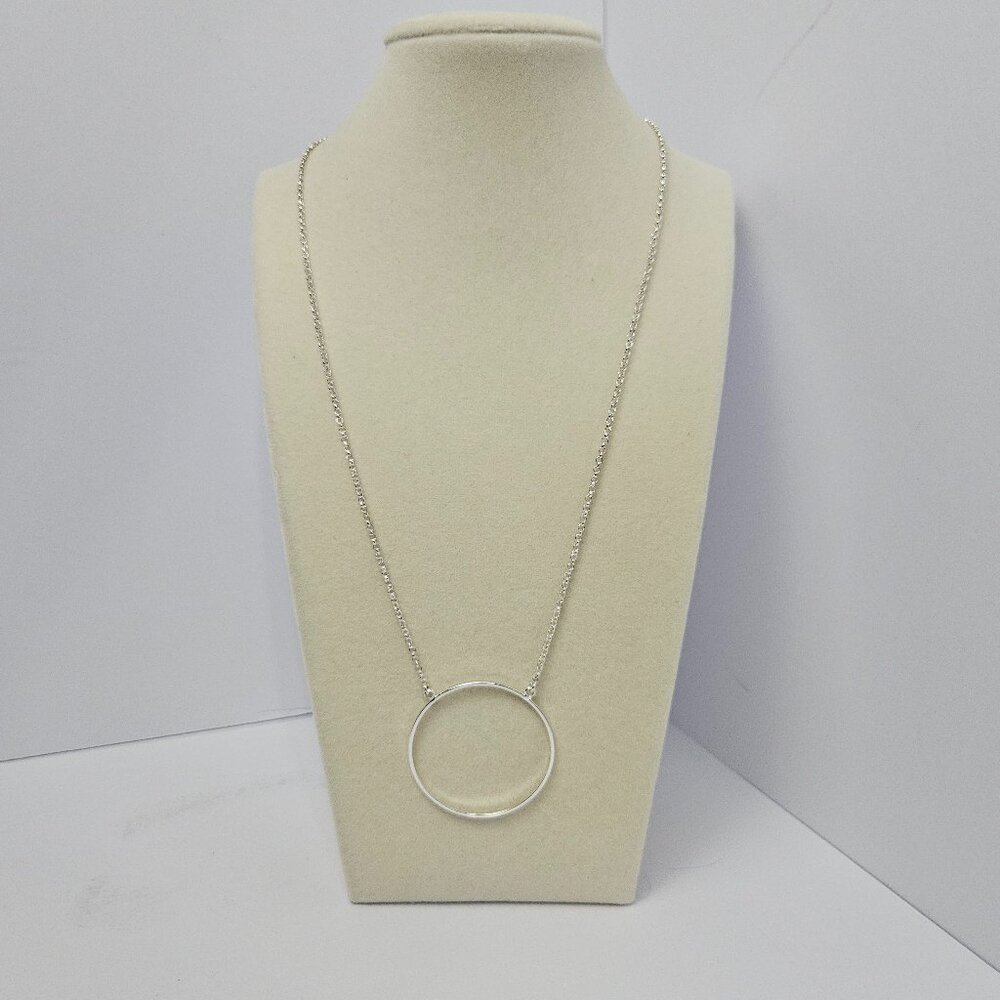 Silver Tone Open Circle Necklace Signed Lele Sadoughi 11" with 4" Extender